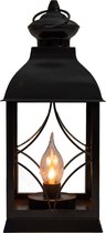 Anna's Collection Solar lantaarn - met vlameffect - 15 x 35 cm - zwart - metaal - tafellamp