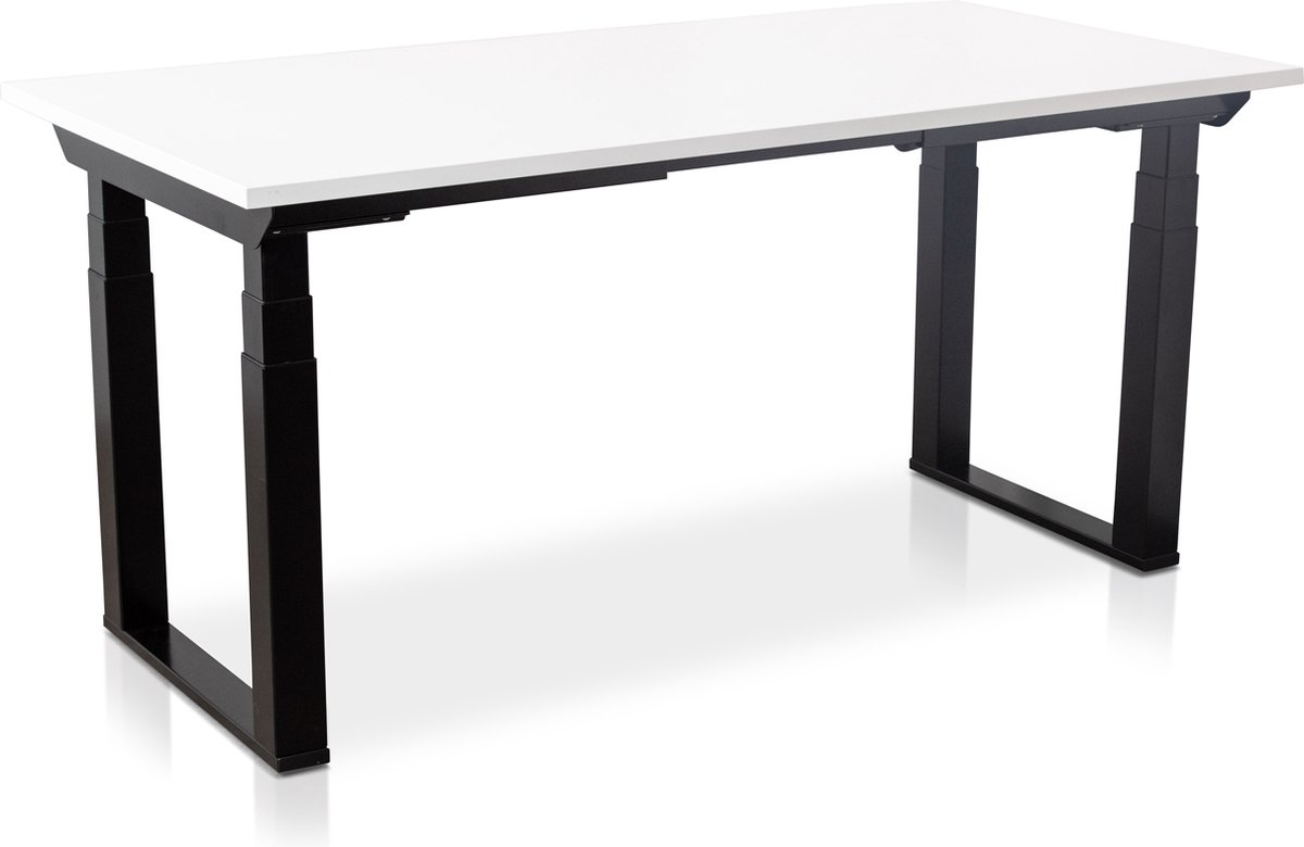 Zit-sta bureau elektrisch verstelbaar - MRC PRO SOLID NEN-EN 527 | 120 x 80 cm | frame zwart - blad wit | memory functie met USB | 200kg draagvermogen