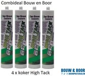 Combideal 4 x Zwaluw High Tack lijmkit - 290 ml koker - wit Montage Kit - Den Braven