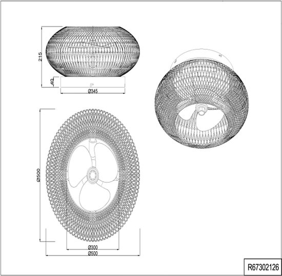 Plafondventilator Sander met verlichting - Ø50cm – 3 snelheden - Afstandsbediening - Bruin