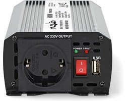 Nedis Auto Omvormer 600W – 12V / 230V – Stopcontact & USB Oplaadpoort – Gemodificeerde Sinusgolf – Accuklemmen & Sigarettenaansteker – Spanningsomvormer