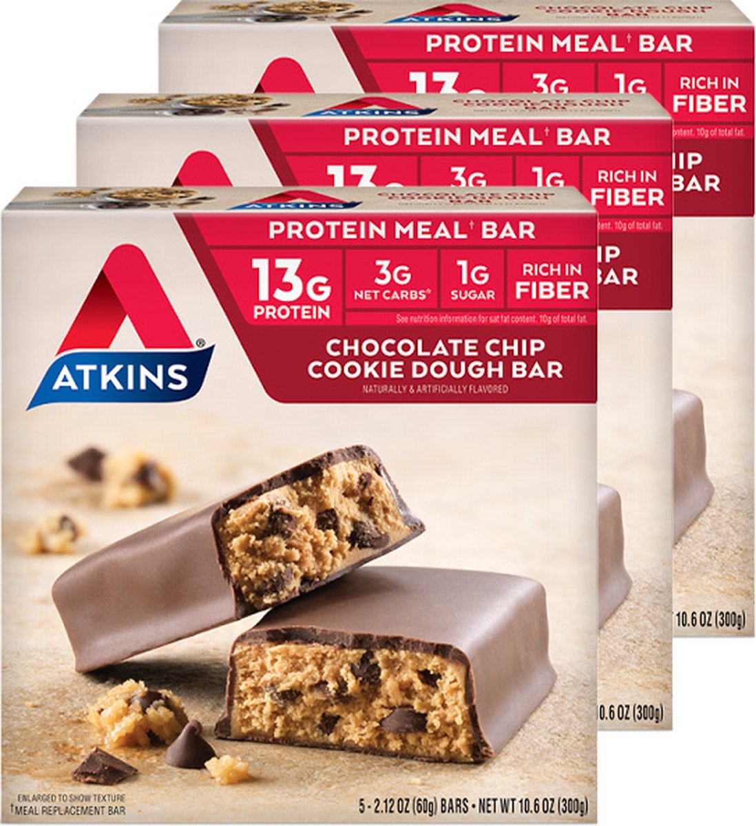 Goedkoopste Atkins | Protein Bar | Chocolate Chip Cookie Dough Bar | 3 stuks | 3 x 60 gram