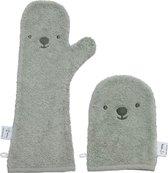Nifty - Baby Shower Glove met washandje/Lange Washand - Washandjes - Baby Washandje - Combi deal - Olive