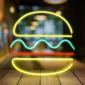 ZoeZo Design - Neon LED lamp Hamburger - Burger - Geel - Rood - Groen - Decoratie - USB - Sfeerverlichting - Wandlamp - Neon Verlichting