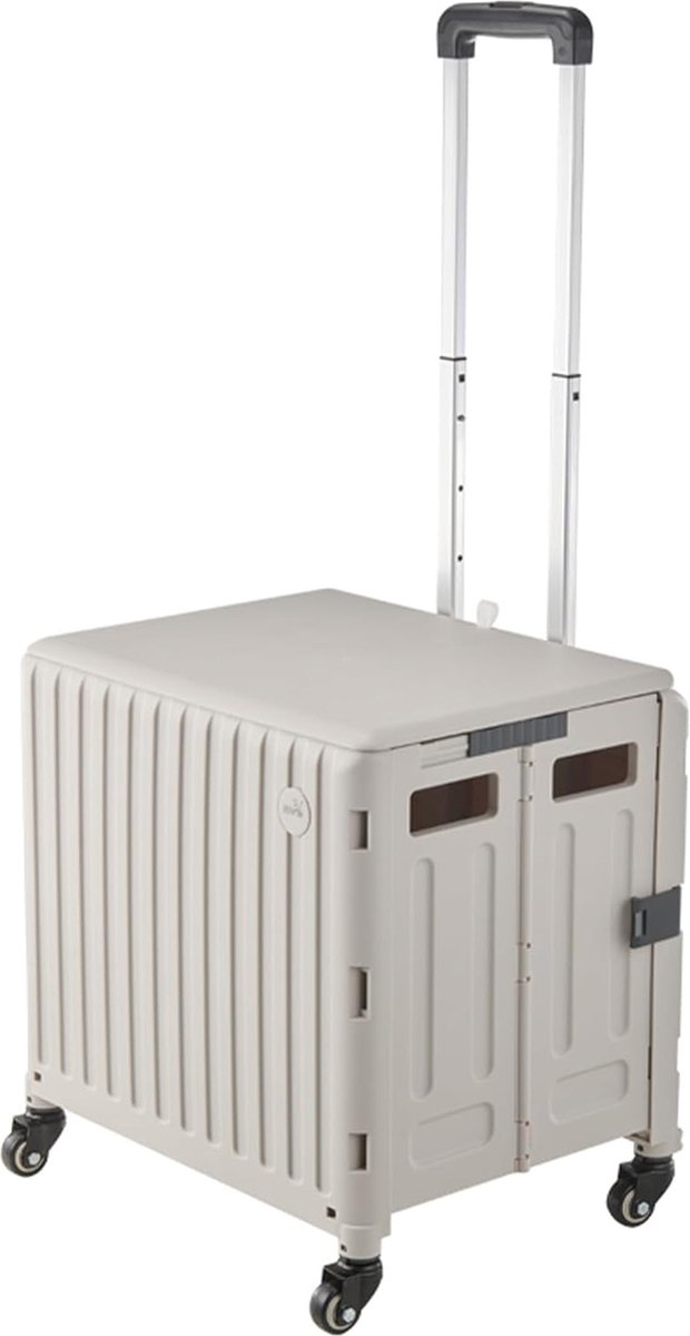 Boodschappentrolley inklapbaar, opvouwbare boodschappentrolley-box op wielen met deksel, 30 l/47 l - transportbox verrijdbaar met telescoopgreep, boodschappenmand oprolbaar, winkelwagen tot 35 kg,