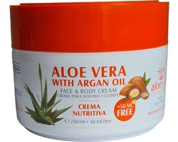 Aloe Excellence | Crème Aloe Vera Met Arganolie | Lichaam- En Gezicht | Canarische Eilanden | Hoge Kwaliteit | 300ml