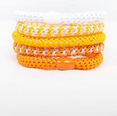 Funky Harties- Glitter elastiekjes- 2-1 haarelastiek en armband- Armbanden- Dames- Sterk elastiek- Verslappen niet- Cadeau- Allergievriendelijk- Handwerk- Stijlvol- Gevlochten haarelastiek- Oranje