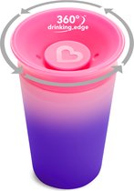 Munchkin Miracle Anti-Lek 360° Drinkbeker - Sippy Cup - Veranderd van Kleur - Warmtegevoelig - Oefenbeker voor Baby en Kind - 266ml - Roze/Paars