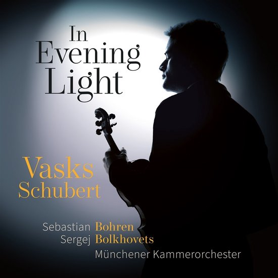 Albumhoes "In Evening Light" met een silhouet van een violist, tekst in het Engels.