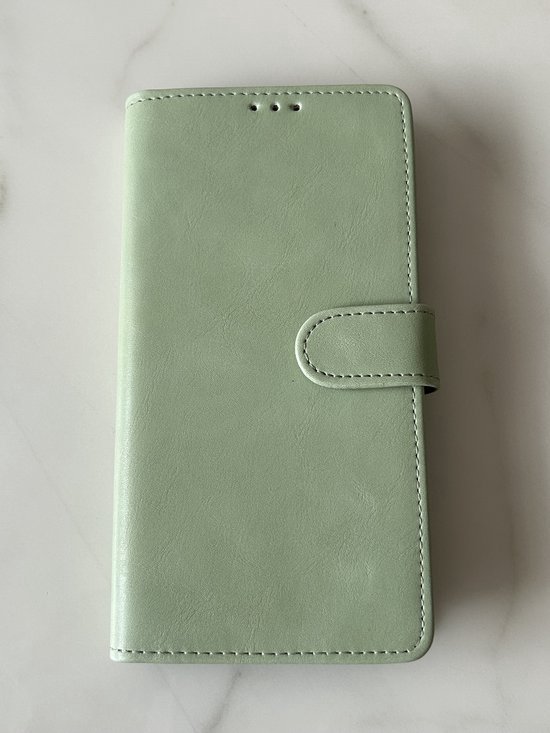 Étui portefeuille en cuir PU - Étui à rabat avec fonction support - Étui de protection avec porte-cartes - Convient pour Samsung Galaxy A15 / A15 5G - Vert menthe