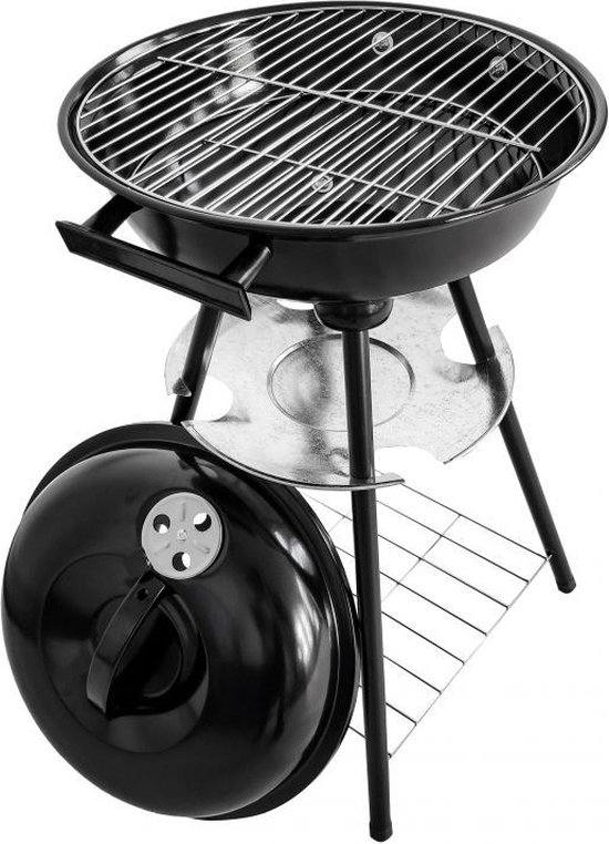 relaxdays houtskool barbecue gietijzer - camping bbq - compact - grill