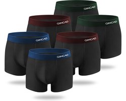 Zwarte Boxershorts Heren - Qincao Black Mix - Maat L - Multipack (6) - Premium Heren Onderbroeken
