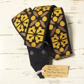 Holy Cow Straps 60's Dior Flower Yellow Brown - Real vintage 60's gitaarband - blauw