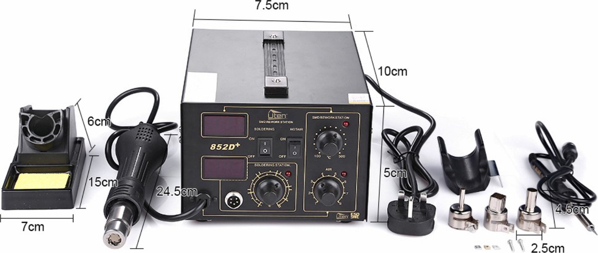 Uten Soldeerstations 852D - 2in1 Soldeerstation Digitaal - 740 W - Heteluchtpistool - 100 ~ 500 °c - Soldeerbout - 200-480°C - Voor Smd Componenten – foto 8