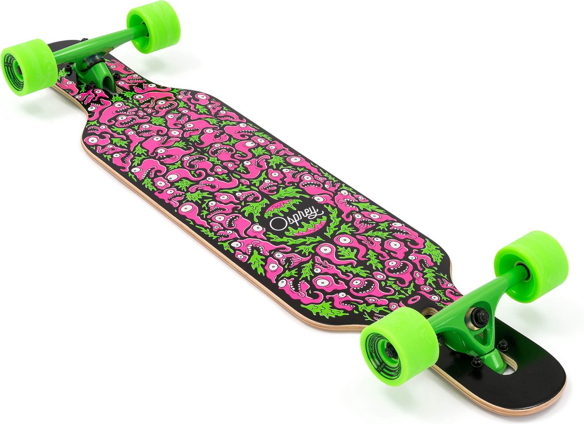 Osprey Twin Top Longboard, Canadian Maple Deck Longboard Skateboard for Boys and Girls, Multiple Colours,27.75 Inch, In Skate We Trust, Brown