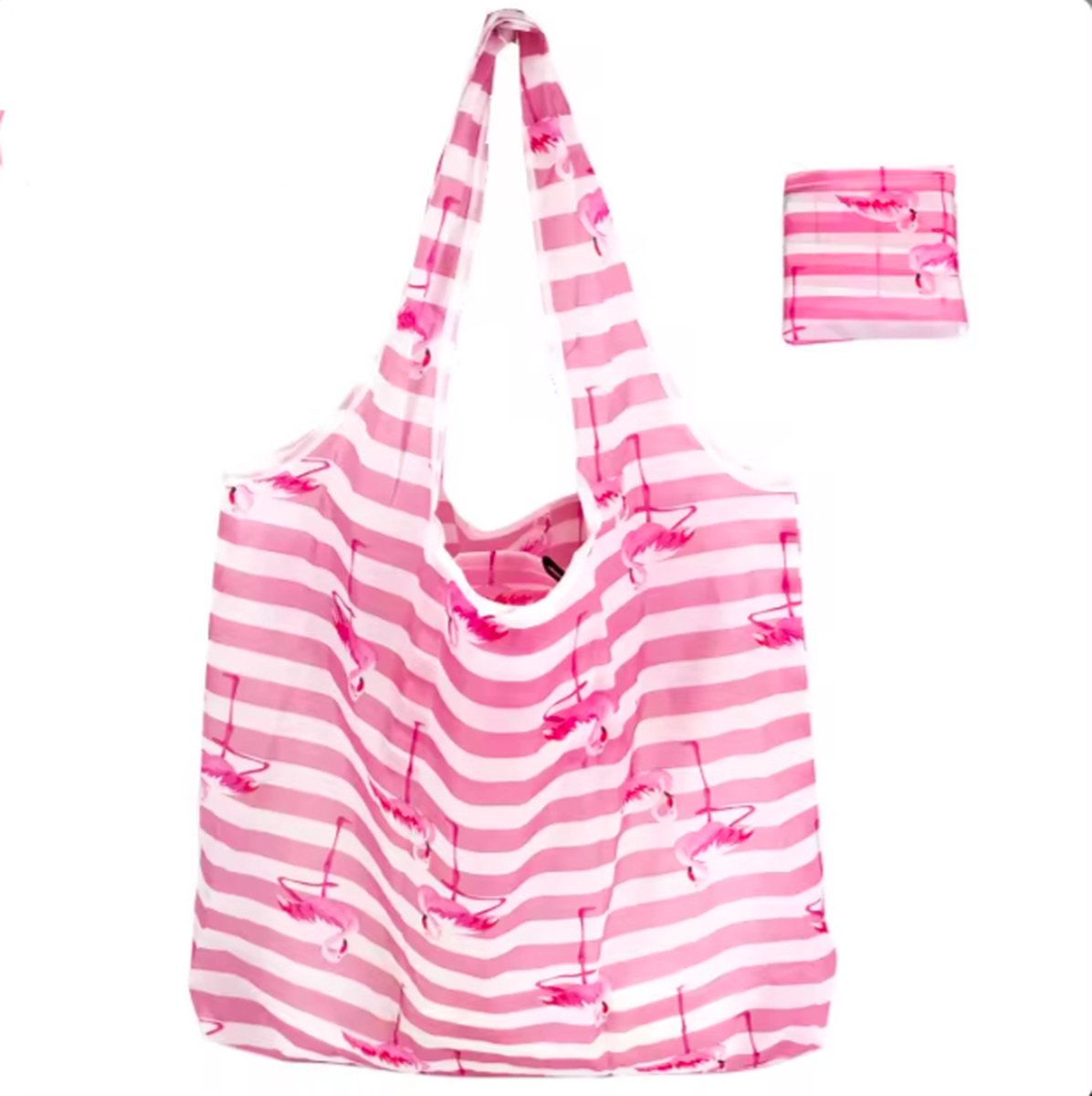 Opvouwbare Polyester Boodschappentas shopper 40x60 cm – Duurzame Herbruikbare Tas Lichtgewicht Met Print in Etui dessin flamingo — cadeau in Cadeau-ideeën - foto 2