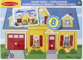 Melissa & Doug Geluidspuzzel rond het huis - Houten knoppuzzel (8 stukjes)