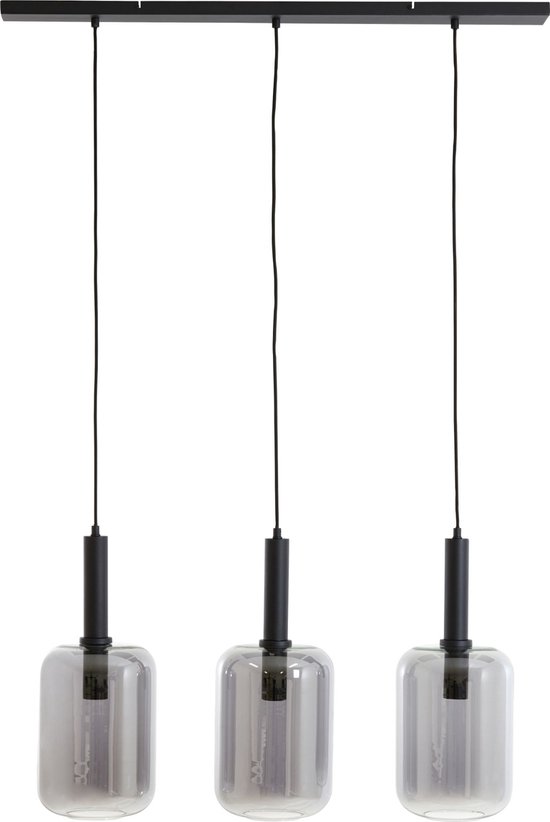 Light & Living Hanglamp Lekar - Smoke Glas - 100x22x32cm - 3L - Modern - Hanglampen Eetkamer, Slaapkamer, Woonkamer