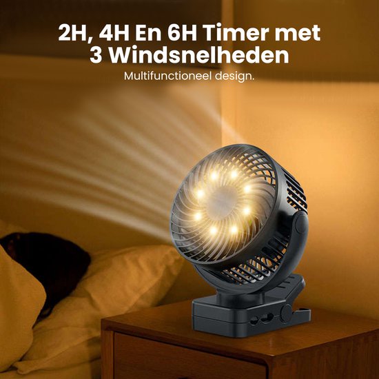 Draadloze Ventilator – Ventilator – Tafelventilator – Handventilator - Mini Ventilator - LED Verlichting - 60 uur Gebruiksduur - Geruisloos (13DB) - Luxor Essentials