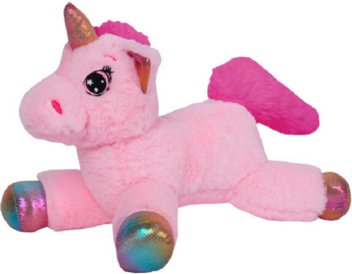 Knuffeldier Eenhoorn Mistica - zachte pluche stof - dieren knuffels - roze - 39 cm