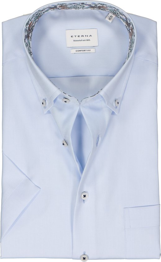 ETERNA comfort fit overhemd korte mouw - Oxford - lichtblauw (contrast) - Strijkvrij - Boordmaat:
