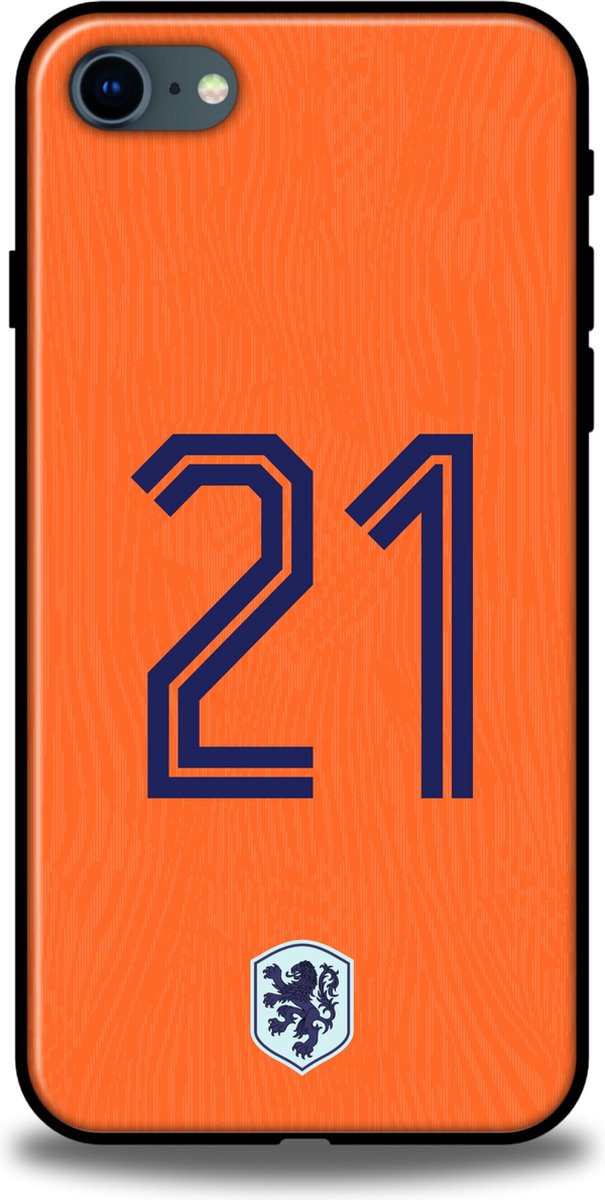 Oranje hoesje rugnummer 21 Nederland Apple iPhone 7 - iPhone 8 - iPhone SE backcover softcase