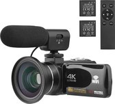Caméra Vidéo Numérique - 4K - Caméscope Wifi - Avec Microphone - Enregistreur DV - 56 MégaPixels - Carte 32 Go - Zoom Numérique 18x - Écran Tactile - Anti-Vibration - Vision Nocturne