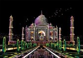 Kraskunst met afbeelding van de Taj Mahal in India. Grote hobby die een mooi stuk creëert, het waard om aan de muur te hangen. Afmeting 40x28cm. Stylus en penseel inbegrepen.