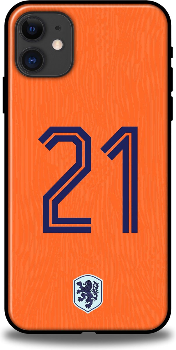 Oranje rugnummer 21 telefoonhoesje Apple iPhone 11 Nederland backcover softcase