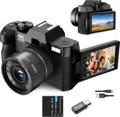 Digitale Camera - 4K Compact Camera met Automatische Scherpstelling - 48MP Fotocamera voor Vloggen - 16x Digitale Zoom - 32GB Kaart - 2 Batterijen - Ideaal voor beginners