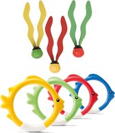 speelgoed de piscine à anneaux/balles de plongée - 7 pièces - différentes couleurs - plastique