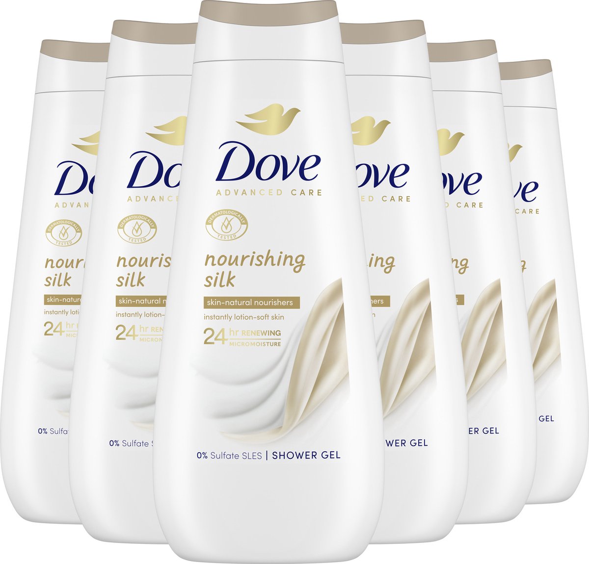Dove Advanced Care Verzorgende Douchegel - Nourishing Silk - 24-uur lang effectieve hydratatie - 6 x 400 ml