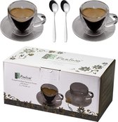 Espressokopje van glas, dubbelwandig, set van 2, glazen espressokopjes met zweefeffect, 70 ml dubbelwandige glazen, transparante espressokopjes