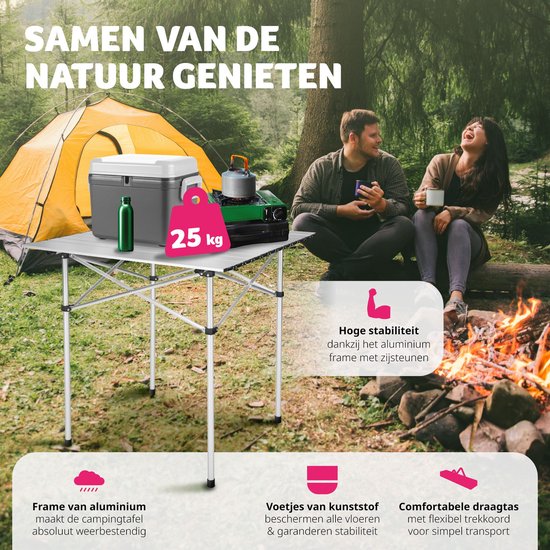 tectake® - Campingtafel - Opklapbaar - Incl. draagtas - 70 x 70 cm - Grijs van TecTake — afbeelding 5