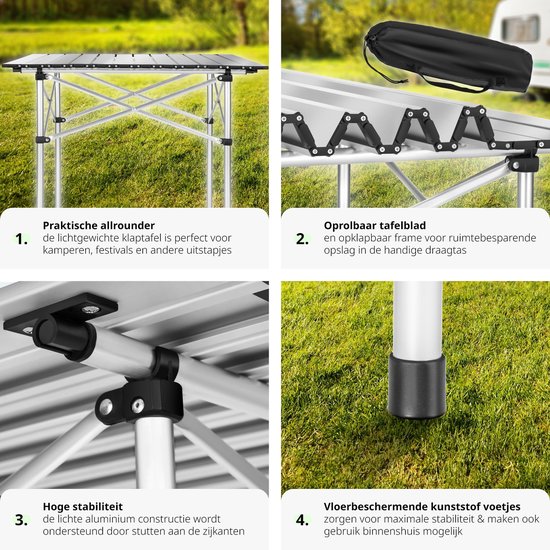 tectake® - Campingtafel - Opklapbaar - Incl. draagtas - 70 x 70 cm - Grijs van TecTake — afbeelding 4
