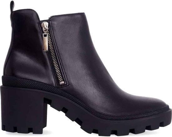 Mangará Dames schoenen Sophora Geitenleer - 9cm Blokhak - Zwart- Maat 39