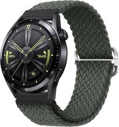 Bracelet en nylon extensible 20 mm - Bracelet de montre vert adapté à Samsung Galaxy Watch 6 / 5 / Pro / 4 / 3 / Active 2 - Garmin Approach / Forerunner / Venu 2 Plus / SQ / Vivomove - Polar Ignite / Unite