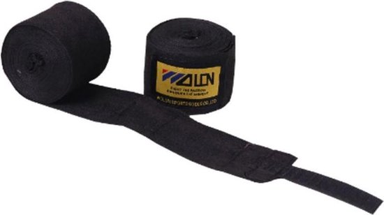 *** Bandage Zwart 2 rollen 2.5meter Katoen - Zwart - Boksen -MMA -Thai en Kickboksen- Vechtsport - Heble® ***