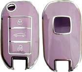 Siliconen TPU Remote Cover Key Case key cover Lila Paars voor Citroen C3 C4 Berlingo 2021 voor Peugeot 208 2008 301 308 3008 RCZ 508 408 2008 307