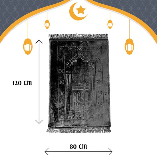 Islamitisch Gebedskleed + gebedsinstructies - Gebed Kleed - Gebedskleed Islam - Gebedsmat - Kleed - Ramadan - Eid Muburak - 80 x 120 cm