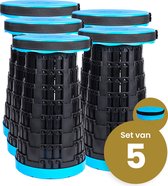 Tabouret pliable Alora extra fort bleu par 5 - tabouret télescopique - 250 kg - tabouret pliable - portable - chaise de camping - escabeau