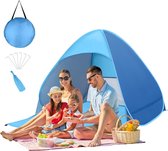 l Pop-up, draagbare extra lichte automatische strandtent, zonnescherm voor 1-2 personen, inclusief draagtas en haringen, strandtent voor familiestrandtuinkamperen (blauw)
