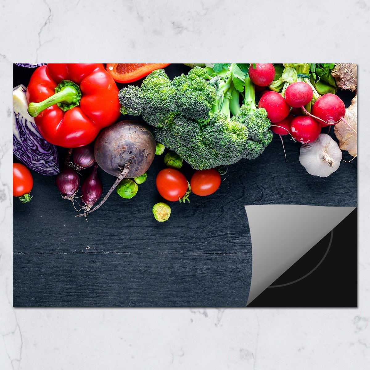 Inductie Beschermer 76x51.5 cm - Groenten - Eten - Kookplaataccessoires - Afdekplaat voor kookplaat - Anti slip mat - Keuken decoratie - Inductiemat - Beschermmat voor fornuis