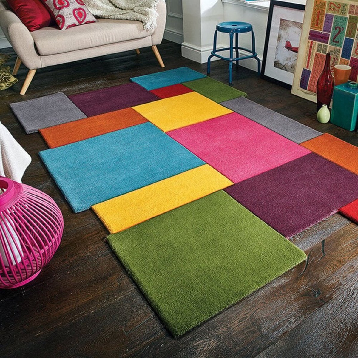 flycarpets Abstract Modern Stracto Collage - Organische Vorm Vloerkleed - Multi - 200x290 cm