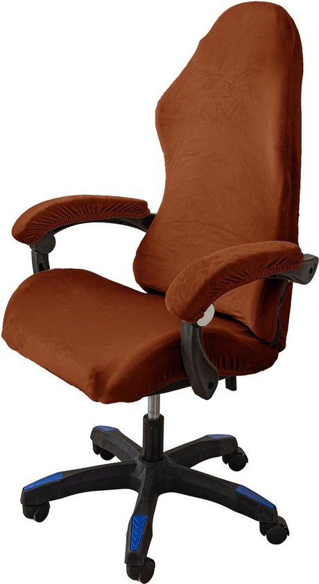 Fluwelen pluche gamingstoelhoezen, 4 stuks, bureaustoel, draaistoel, overtrek met armleuningen/stoelrug, rekbare stoelhoezen voor...
