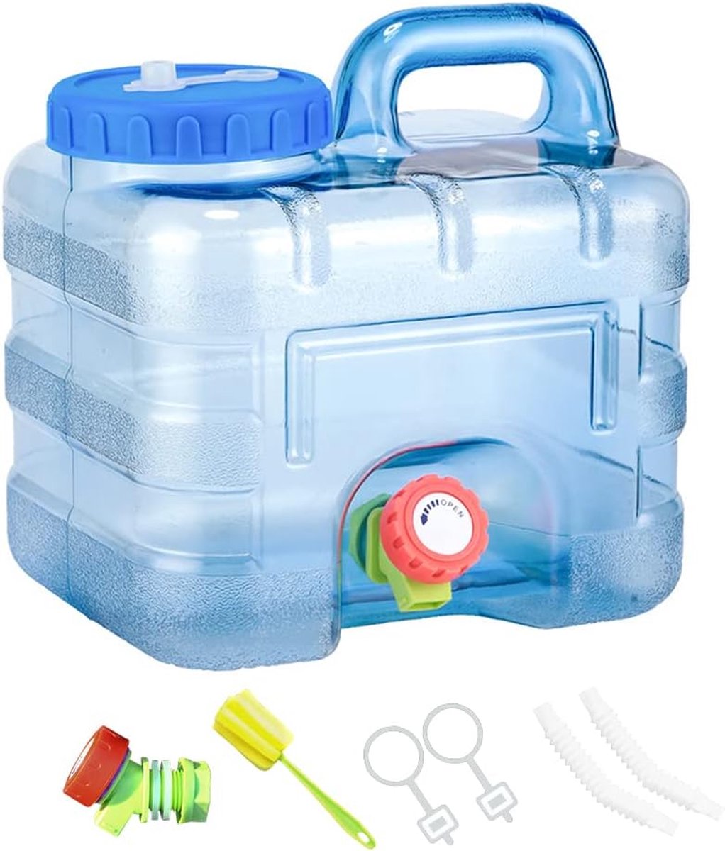 Sliveal waterkanister 10L, 5~25 liter met kraan, camping, geschikt voor levensmiddelen, brede hals, BPA-vrij, blauw, auto-draagbaar, geschikt voor outdoor-camping en autorijden