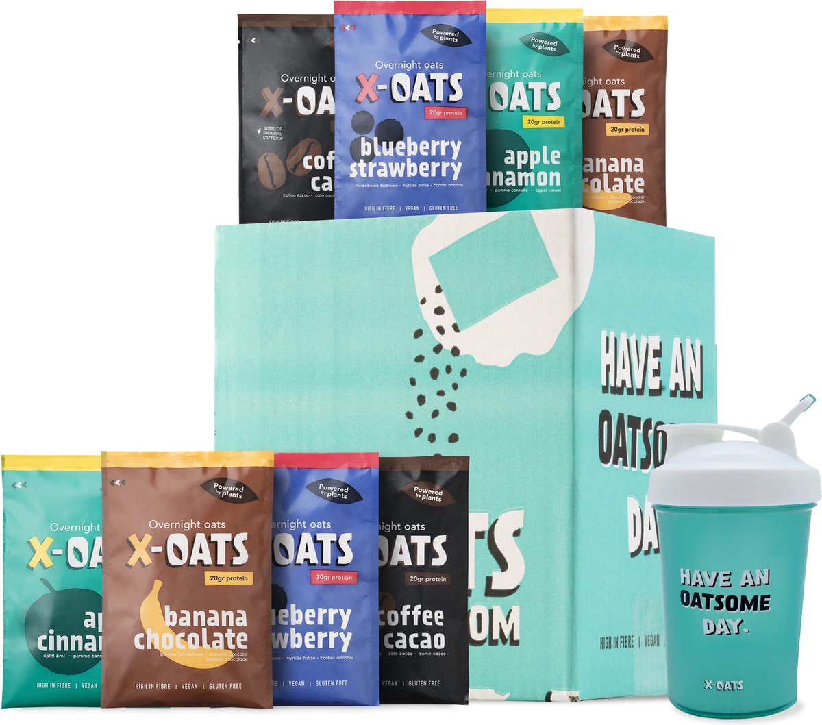 Goedkoopste X-OATS-LEKKERE ONTBIJTSHAKE-hoog in proteïne,laag in suiker|8x70gr overnight oats shake|vegan en glutenvrij|maaltijdvervanger|gezond ontbijt/maaltijd|mixed smaken-8pack[2x appel/kaneel,2x koffie/cacao,2x banaan/chocolade,2x bosbes/aardbei]MET Shaker