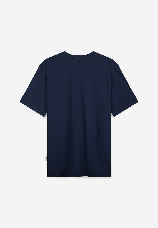 A-dam Navy Croissant - T-shirt - Heren - Volwassenen - Vegan - Korte Mouwen - T-shirts - Katoen - Blauw - XXL