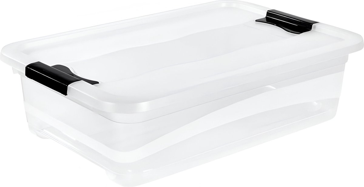 Opbergdoos met deksel en schuifsluiting, 59,5 x 39,5 x 17 cm, 52 l, Cornelia, transparant