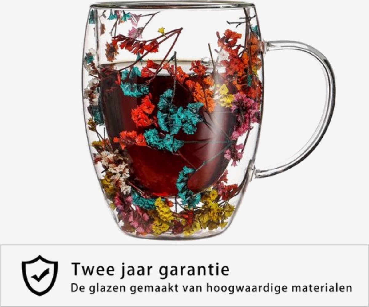 Mkitnvy Latte macchiato-glazen, 350 ml, dubbelwandige glazen met 6 lepels en 6 onderzetters, dubbelwandig, van borosilicaatglas, voor cappuccino, latte, thee, ijsthee